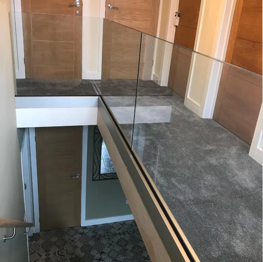 Tempered Railing Frameless Tempered Glass Railing with LED Light for Hotels