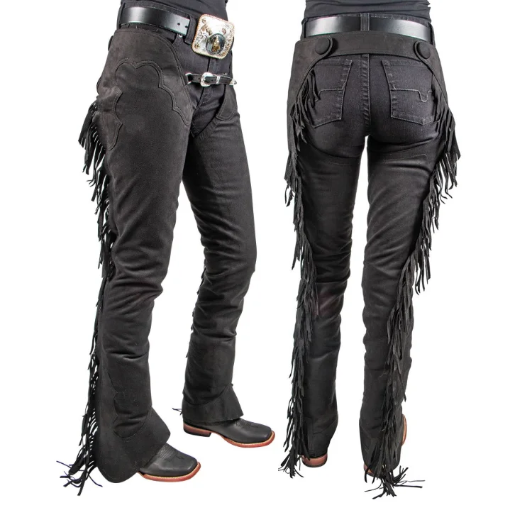 Pantalon Cowboy Cuir Chaps En Cuir à Franges Style Western - Pour