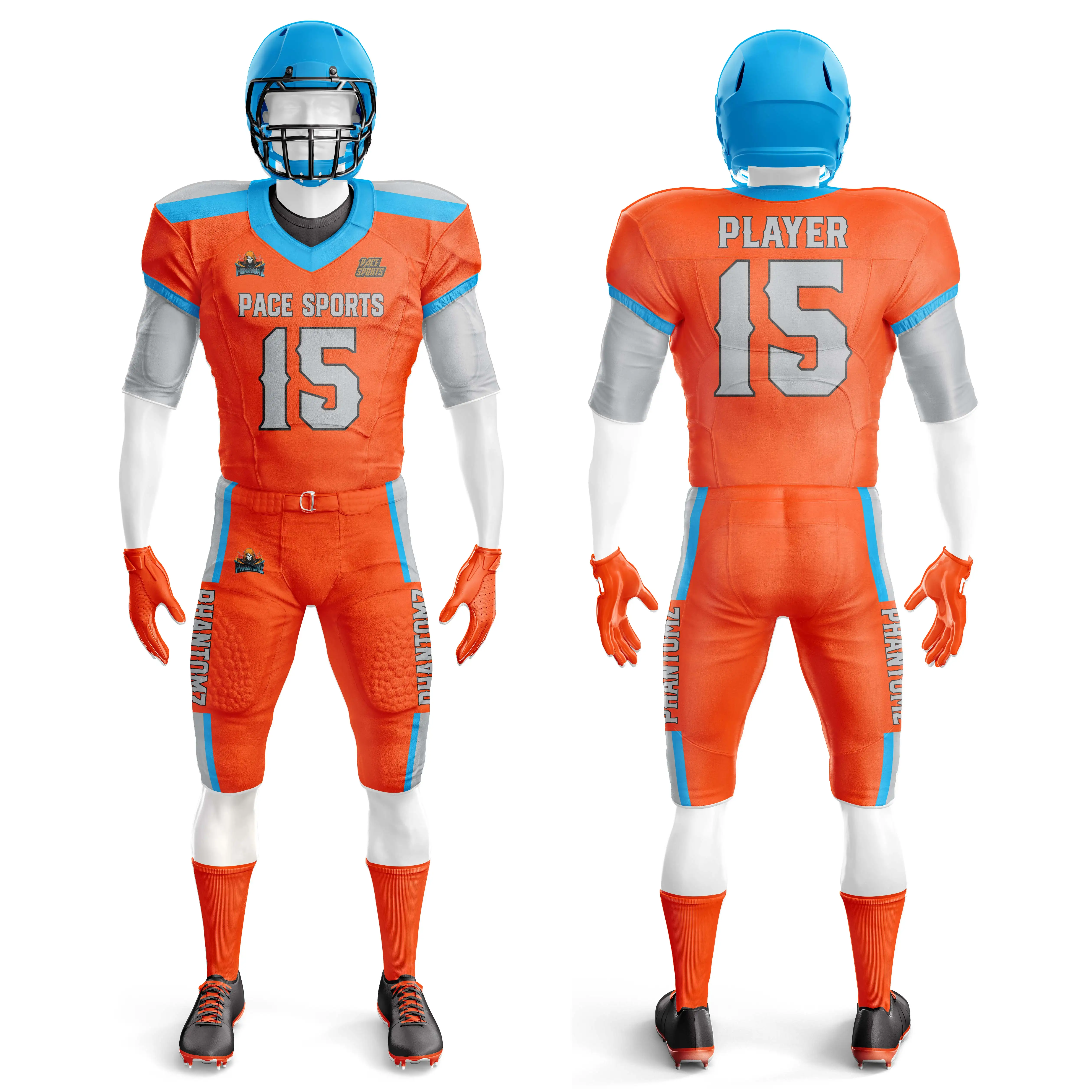 American football Uniforms with your own logos and team names with