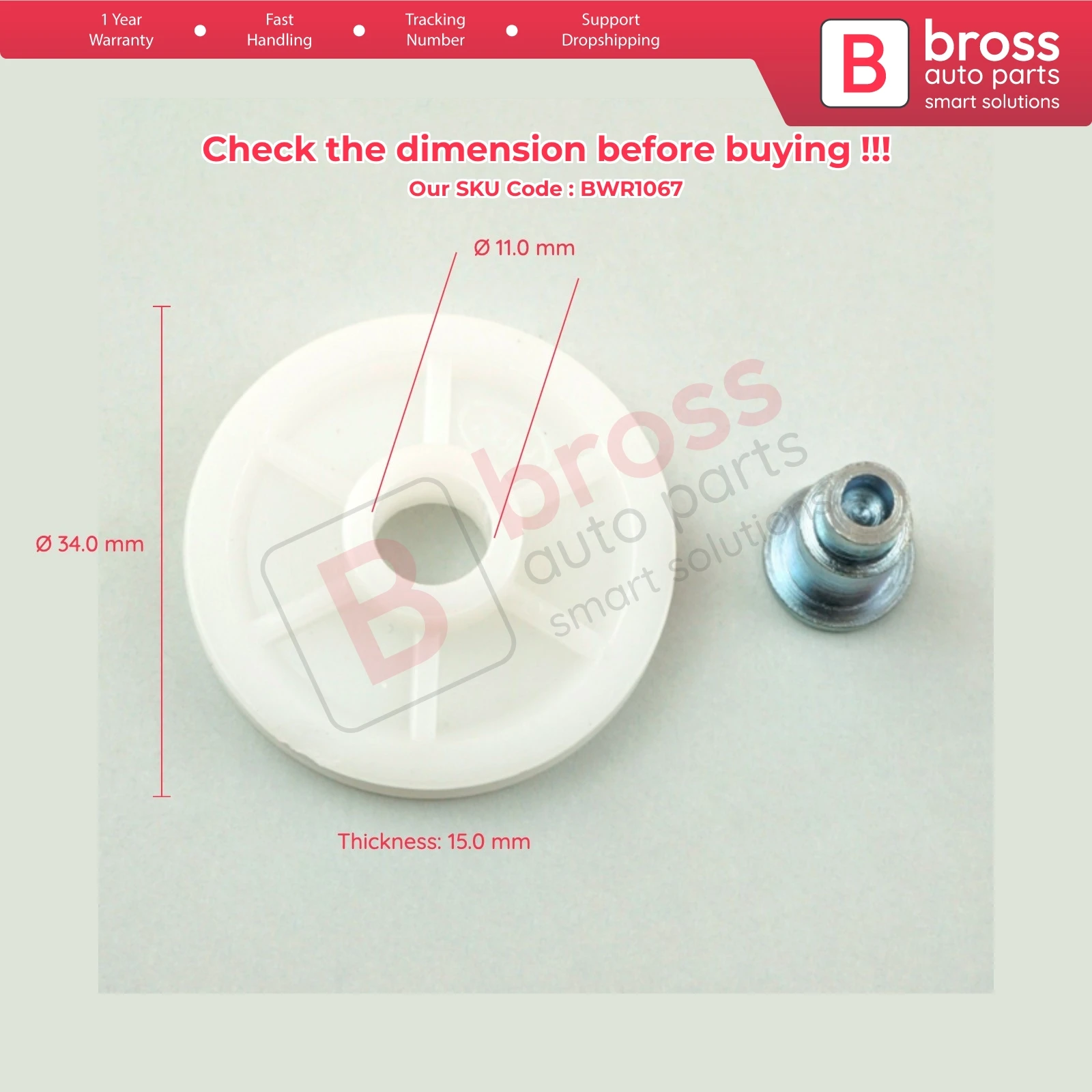 BWR1067 Rear Window Regulator Repair Corner Cable Roller Pulley for Megane MK1 X64 1996-2003 4/5 Door Bross Auto Parts