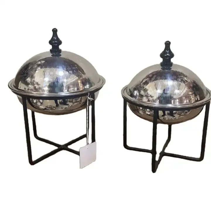 Home Dinnerware Customized Size Cooking Pot Silver Color Caserole With Stand Dish Casserole Cookwar Handmade Design