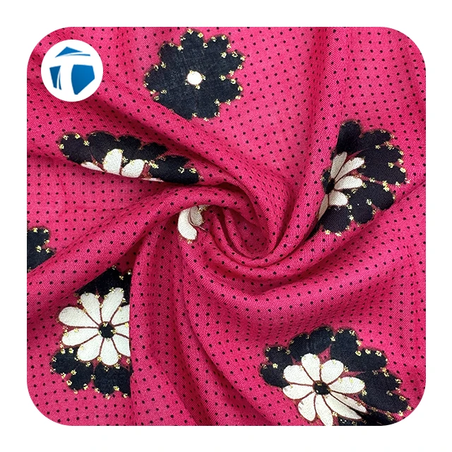 Новый дизайн золотой шелковой ткани с принтом 100% вискоза 45*45 110*80 100 г/м2 шелковая ткань для платья