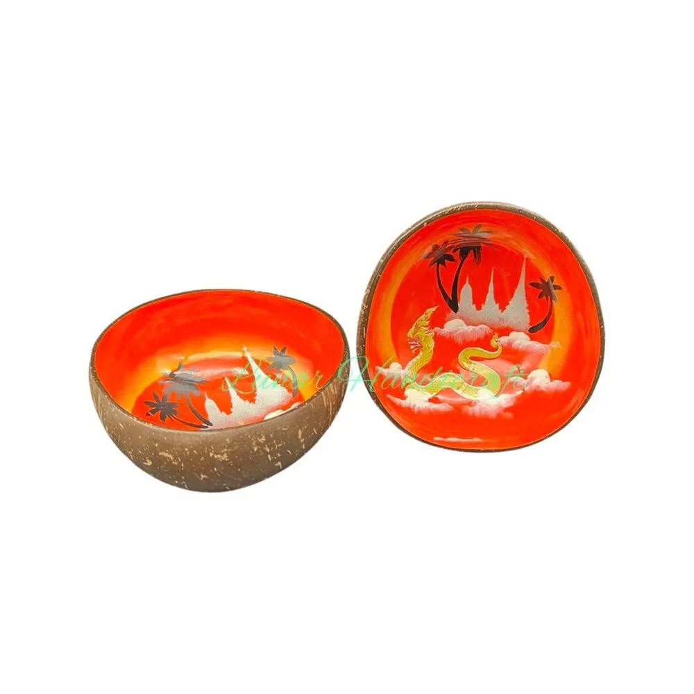 Made In Vietnam Decorative Coconut Bowls Sets Lacquer And Mother Of