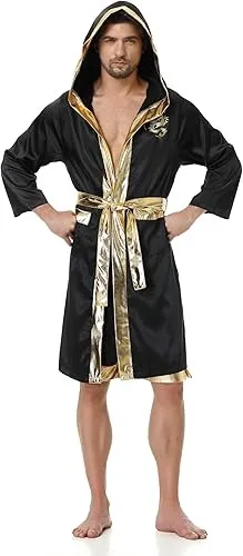 Boxing Pro Full Length Boxing Robe With Hood Black Color Martial Arts Wear Boxing Robe With Custom Design and Size  MS-BR-017