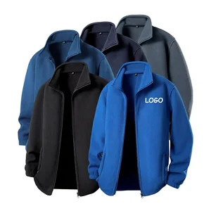 Custom Embroidered Logo Warm Coat Men's Full-zip Polar Fleece Jacket Outdoor Windproof Soft Shell Fleece Winter Jackets Uniforms