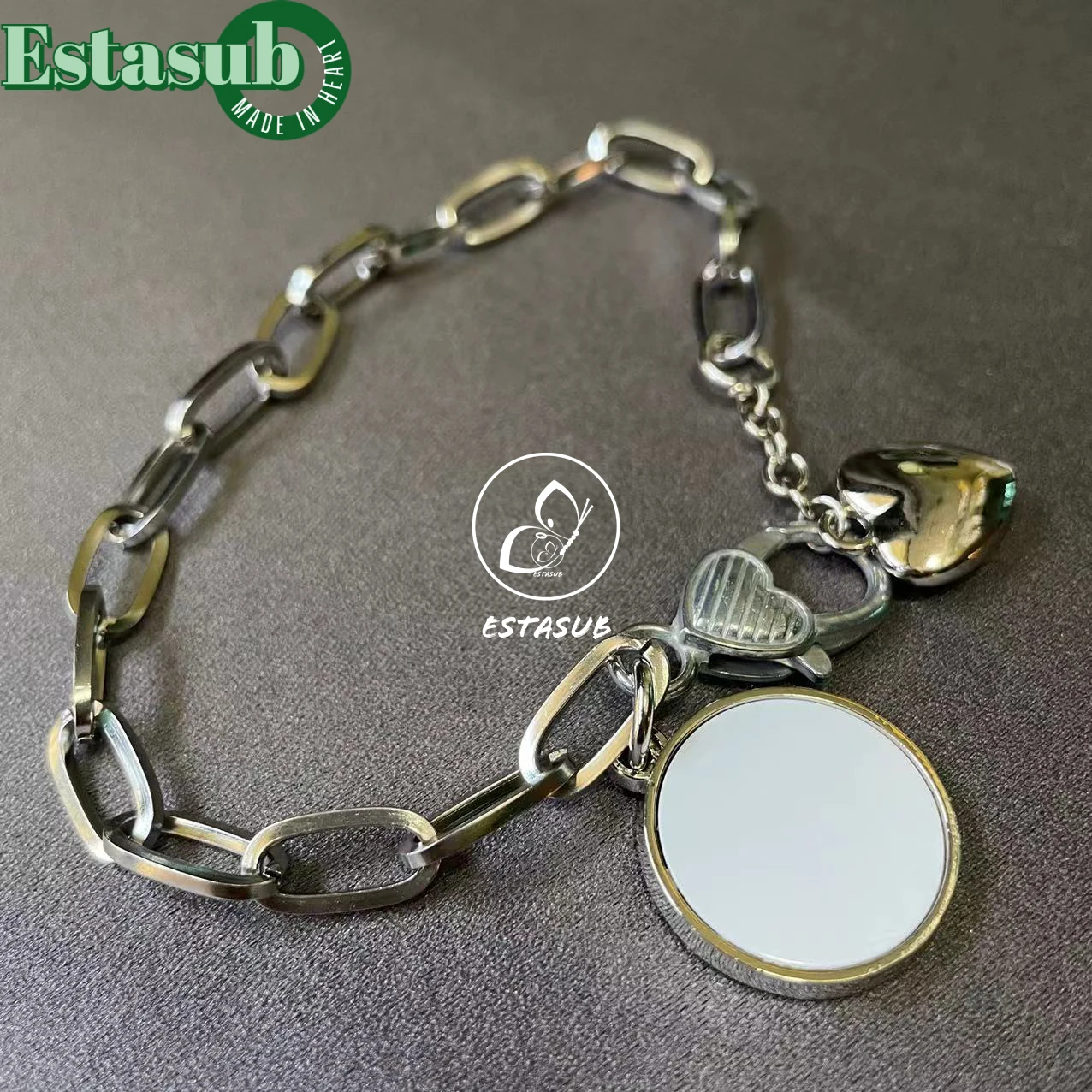 High Quality Sublimation Blank Silver Charm Bracelet With One Charm And