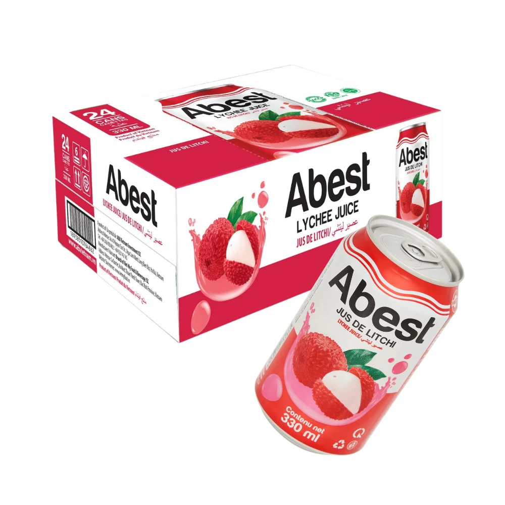 Abest 330ml Canned Lychee Drink Fresh Flavored Fruit Juice Concentrate with Water Sugar Dried Style Bottle Packaging Soft Drinks