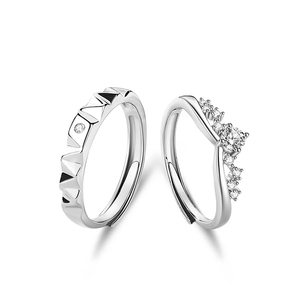 FDJZ-270 925 Sterling Silver Ring Adjustable Diamond Zircon Crown