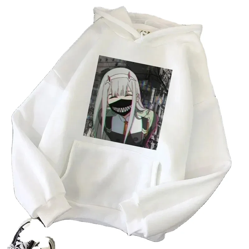 2024 Good Quality Custom logo Anime Hoodies Zero TWO Beautiful Girl Print Women Streetwear Loose Hip Hop Hooded Sweatshirt