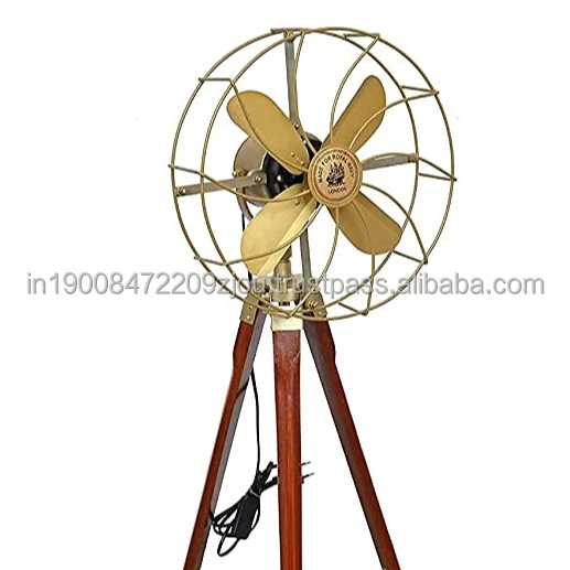 Floor Fan With Antique Wooden Tripod Stand Modern Look Antique Floor