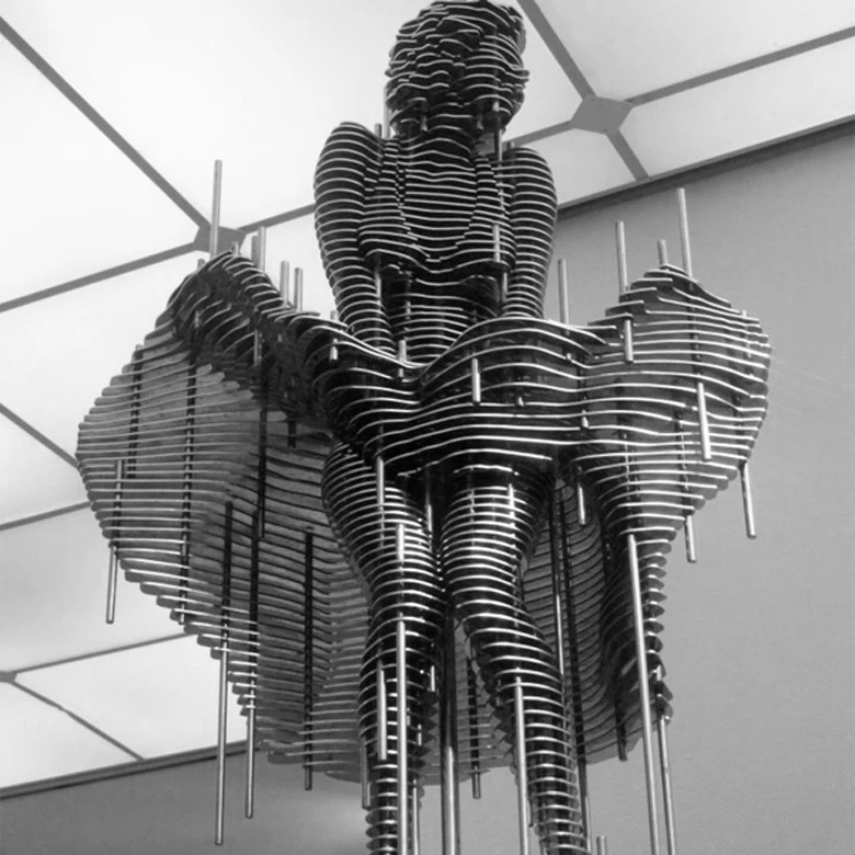 Modern Custom Made Large Garden Art Metal Sculptures Abstract Stainless Steel Sliced Statue for Double Dance Sculpture