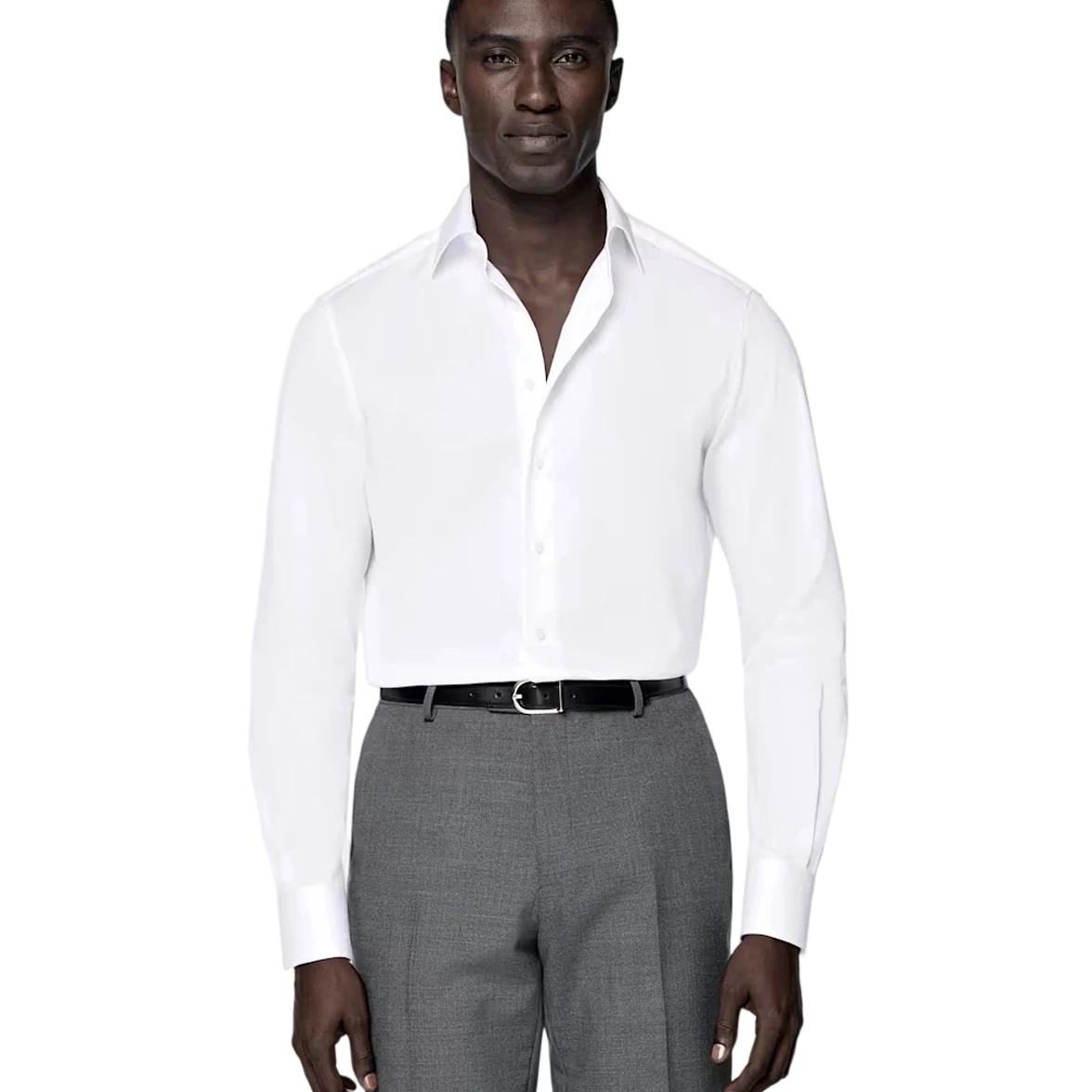 Wrinkle Free Non Iron Mens Dress Shirt Pure White Formal Shirt Long Sleeve  Button up Cotton for Business Office