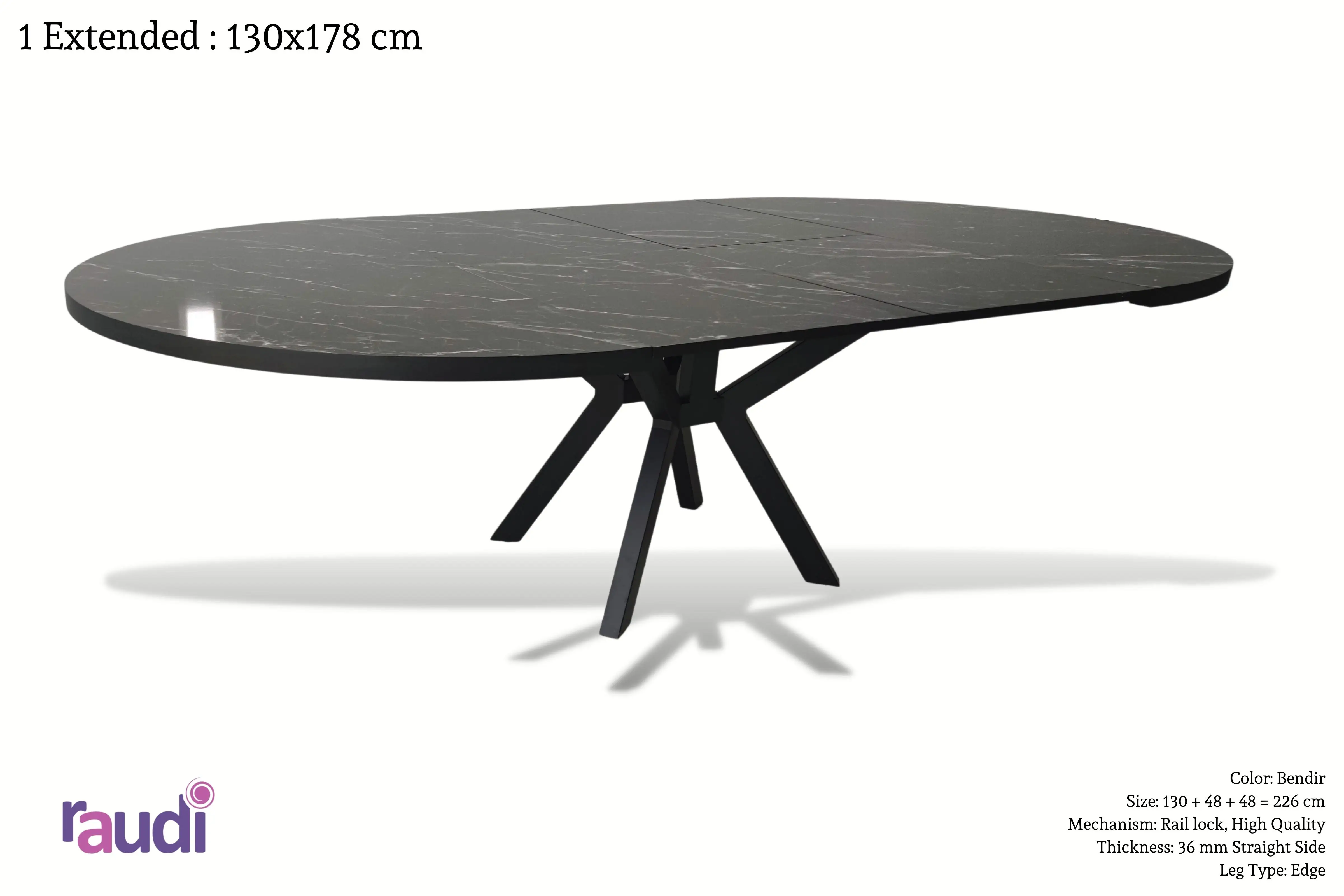 Round Dining Table With 2 Extension Metal Legs Concrete Matt Pattern