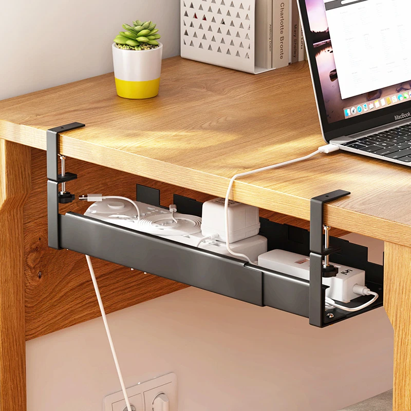 Under Desk Cable Management Tray Retractable Cord Organizer No Drill ...