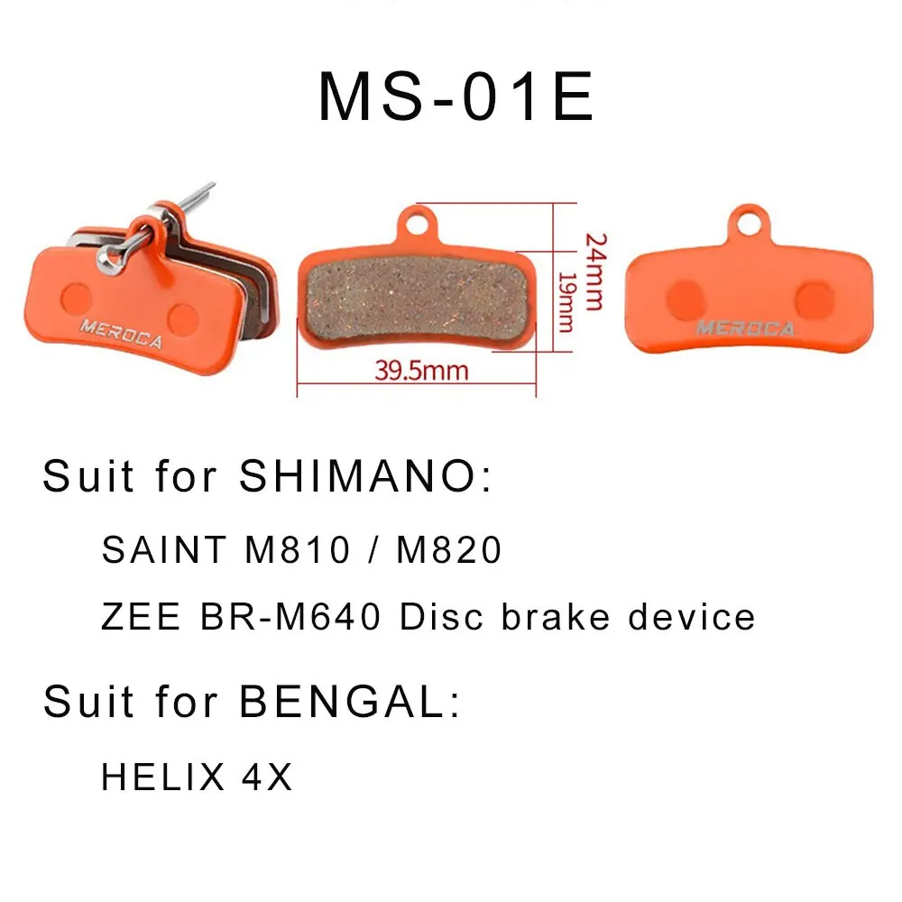 Plaquettes De Frein MEROCA DS-01E Compatibles Shimano Saint BR-M810 - Couleur Orange - Neuves