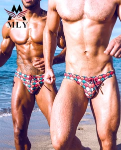 MLY OEM Summer Swim Briefs Sexy Close-fitting Nylon Male Swimwear Low Waist Spandex & Polyester Gay Briefs OEM Swimming Suit