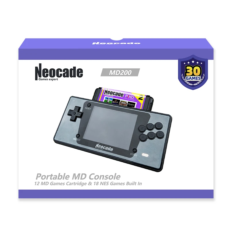 NEOCADE Consola Portátil Retro Con 18 Juegos NES + Cartucho MD De 12 Juegos, Pantalla LCD De 3.5″ Y Salida HDMI, Ideal Para Revivir Los Clásicos De Mega Drive