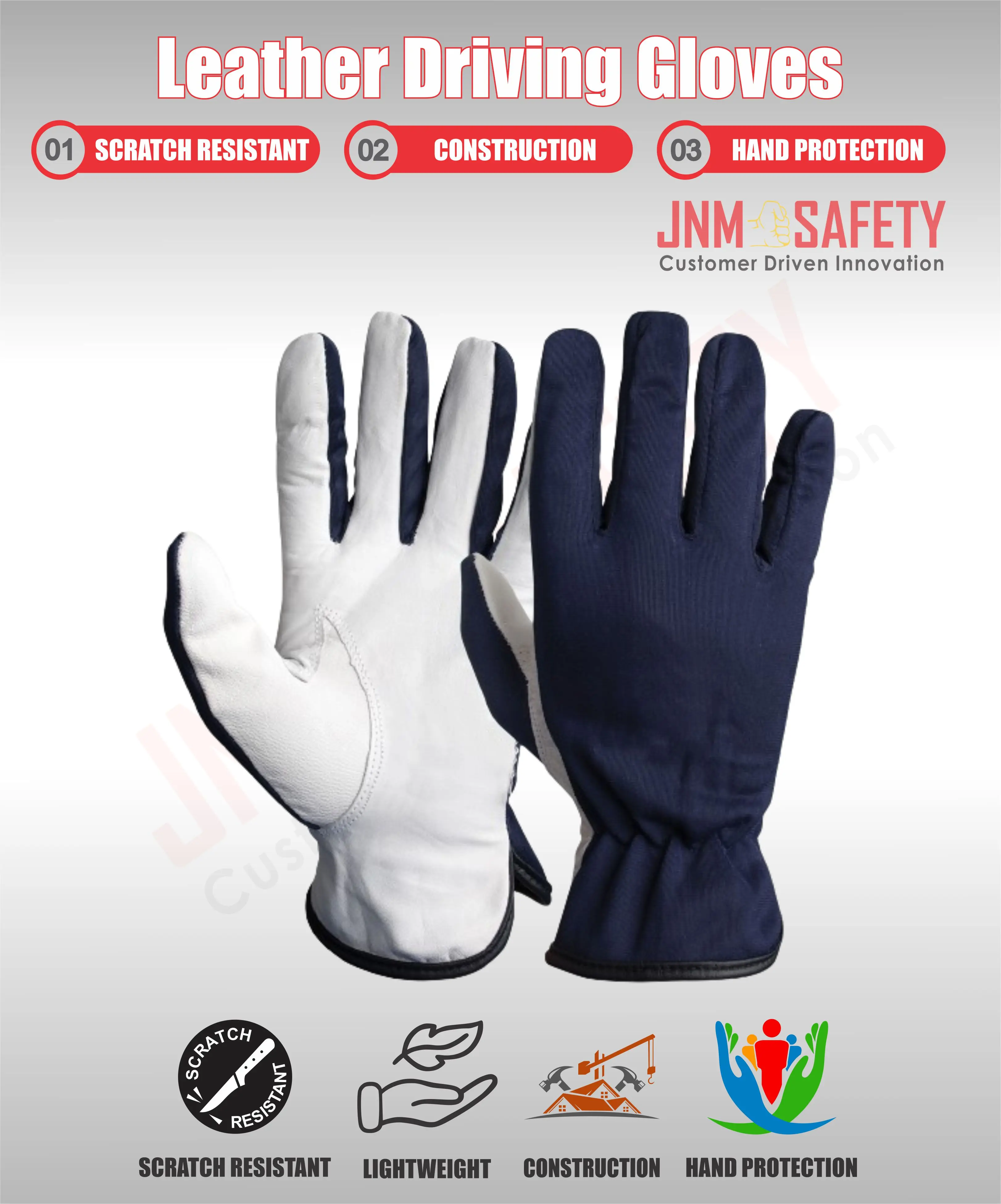 Heavy Duty Industrial Safety Goat Grain Leather Assembly Gloves ...