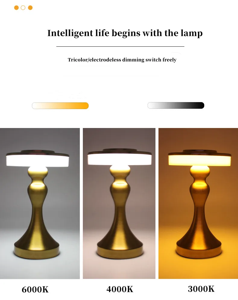 Led Bar Table Lamp Touch Dimming Cordless Rechargeable Desk Lamp For Coffee Living Room