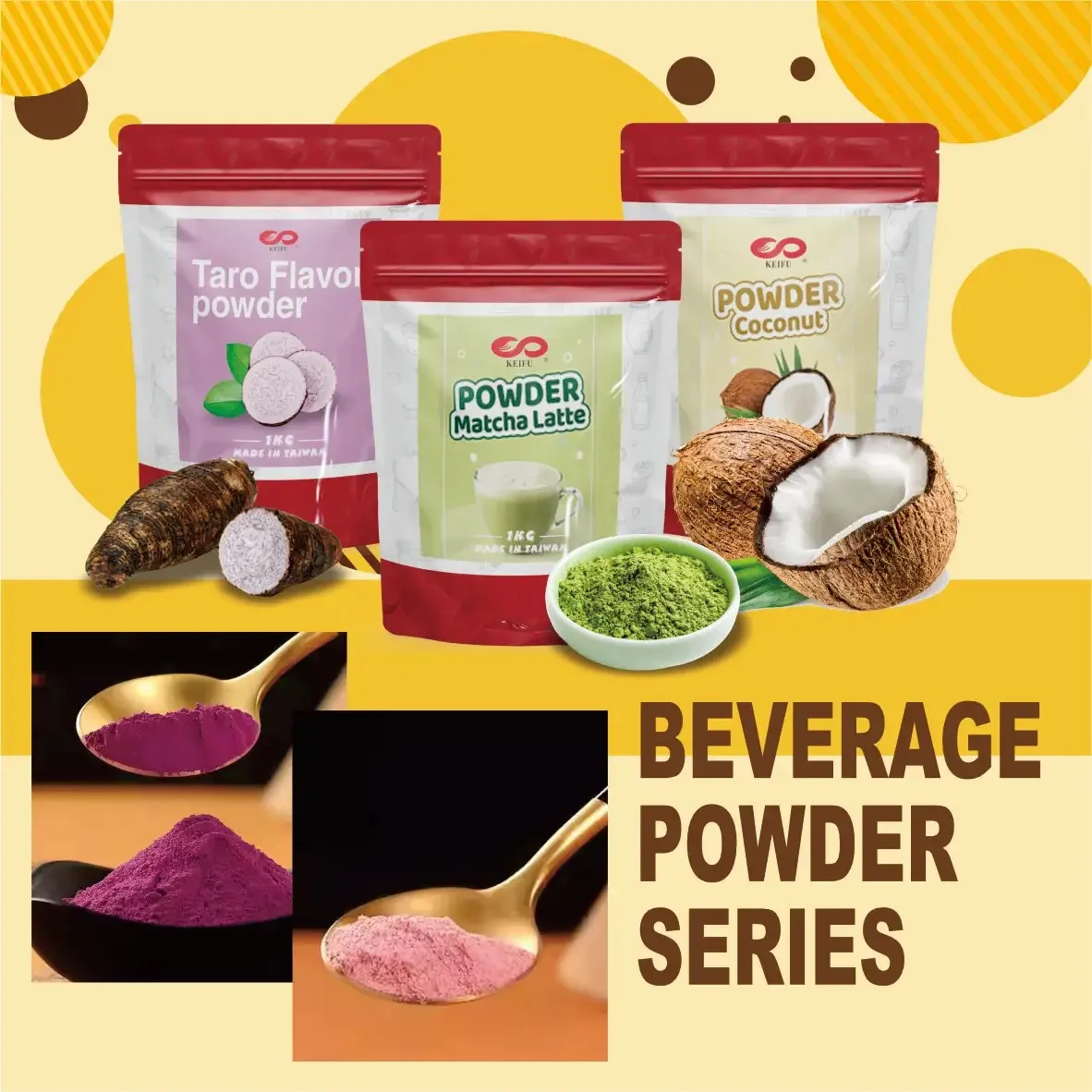 Pure Japanese Matcha Powder Drink Made in Taiwan for On-the-Go with Jelly Cup Packaged in Bag