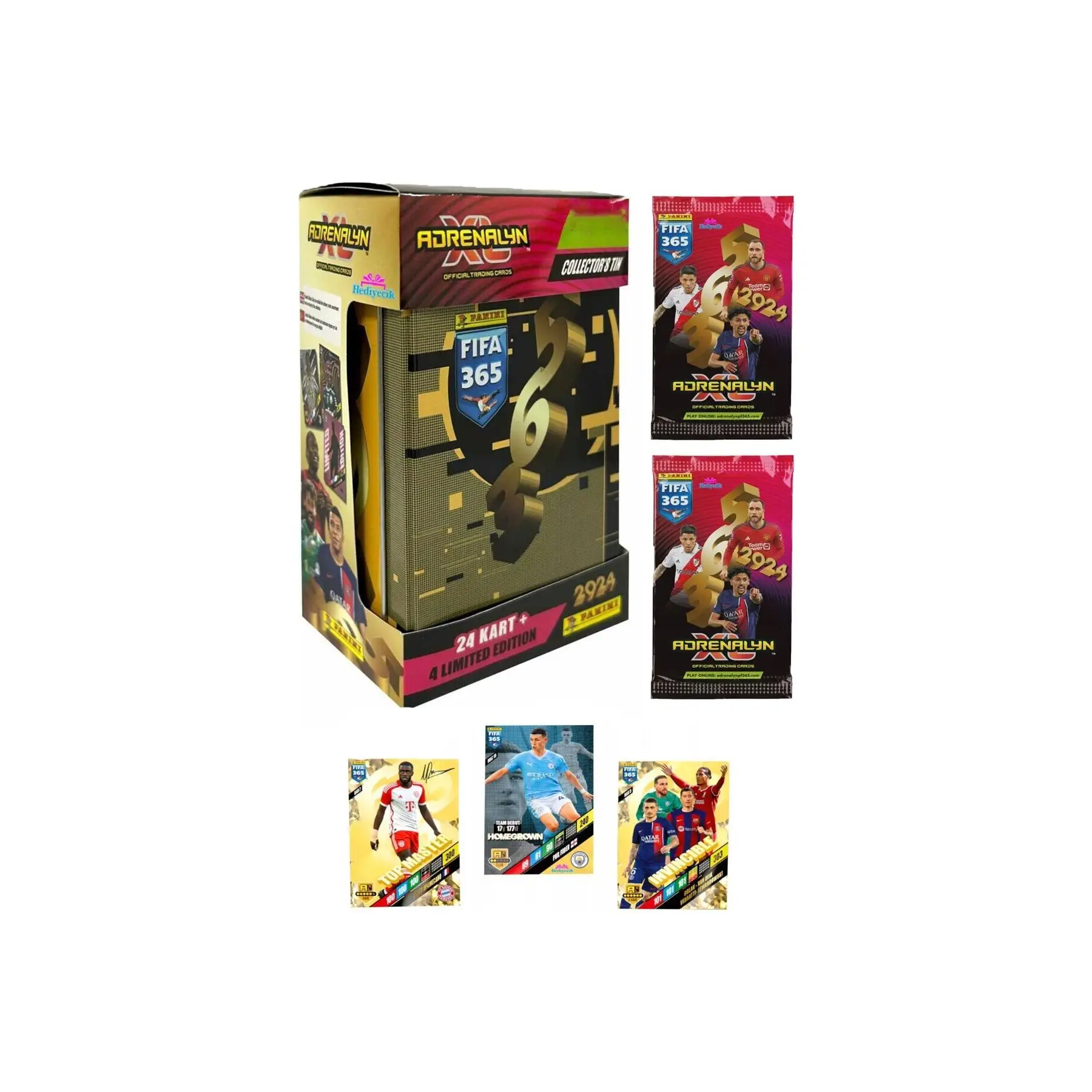 Adrenalyn Fifa 365 2024 Trading Card Tin Box Metal Boxed Football