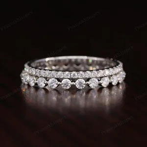 Cut Lab Grown Diamond IGI Certified 1.21CTW VS Clarity Prong Set Floating Full Eternity Classic Wedding Band Sterling Silver