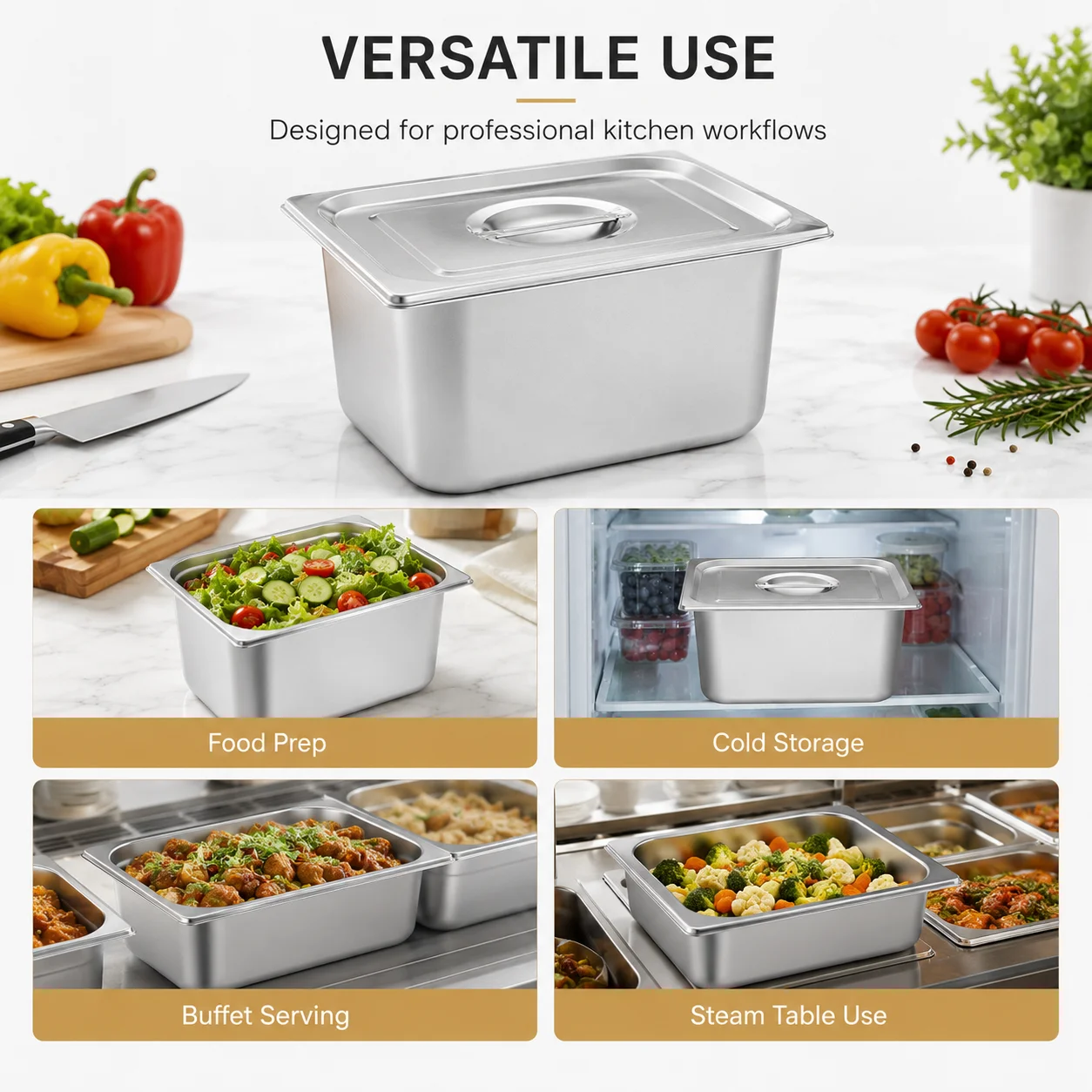 American Style Stainless Steel Gastronorm Pans Metal Buffet Stove Eu Style Food Gn Pan Food Hot Warmers Gastronom Pan