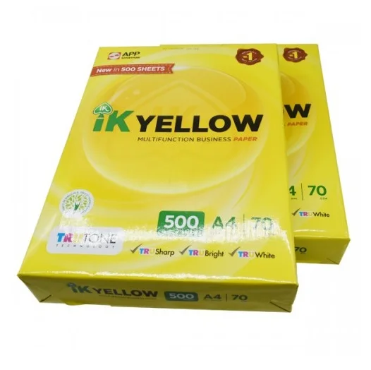 Quality Ik Yellow A4 Paper One 80 Gsm 70 Gram Copy Paper / Bond Paper ...