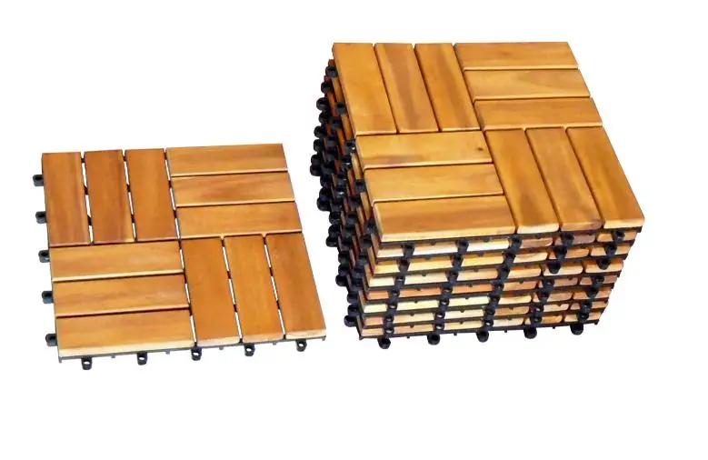 Available To Export Deck Tiles Interlocking 12 Slats Acacia Wood