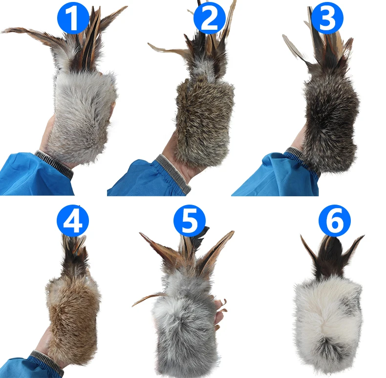 Factory Direct Supply Pet Toys Real Rabbit Fur Cat Teaser Colorful Feather Stick Dog Training Toys Play Supplies Pet Products