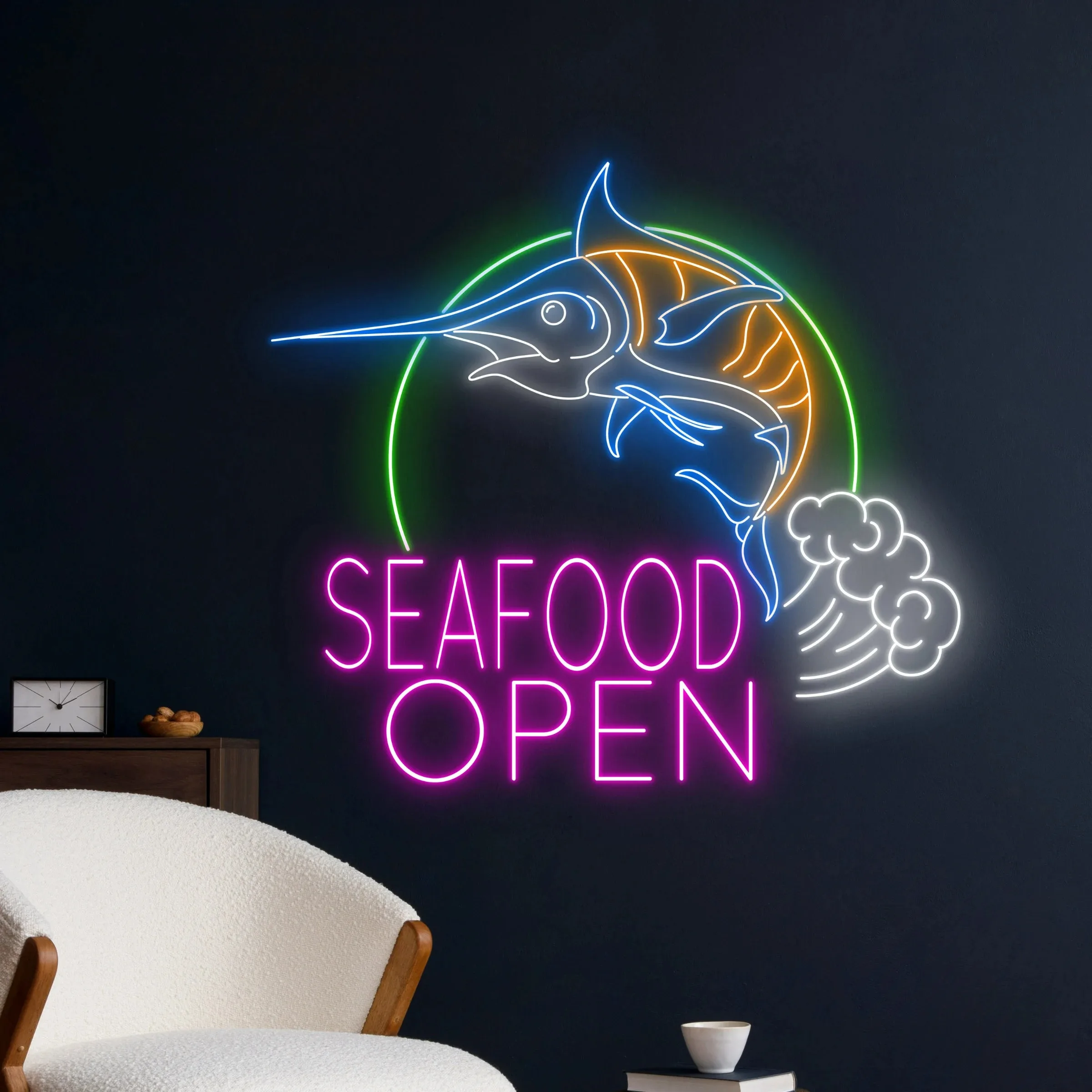 Seafood Open Atlantic Blue Marlin Fish Neon Sign Marlin Fish Led Sign ...