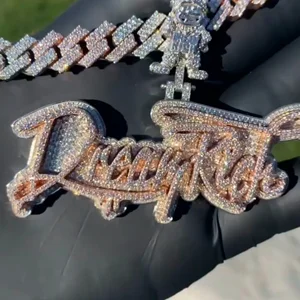 Customized Fine Jewelry Pendants Charms Rose Gold Plated 925 Sterling Silver Moissanite Brilliant Cut Star Shape Iced Unisex Hip