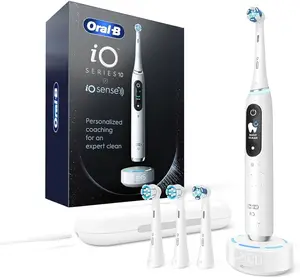 Oral-B IO 10 Electric Toothbrush with Pressure Sensor, 4 Brush Heads, Travel Case - 7 Modes, 2 Min Timer