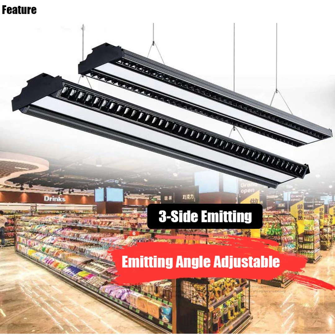 Rotatable Low UGR Profile LED linear light with reflector lens for supermarket warehouse office 110Lm/W 5years warranty