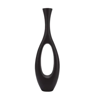 2023 Nordic Handcrafted Metal Aluminium Flower Vase Black Coated Tall ...