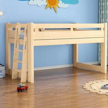 Multipurpose Montessori Boys and Girls Solid Wood Boards Kids' Stitching Beds Loft Bed With Wardrobe
