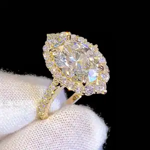 2.50Ct Women's Moissanite Oval Cut Engagement Wedding Ring 925 Sterling Silver Rhodium Plated Prong Setting Trendy 5.00g