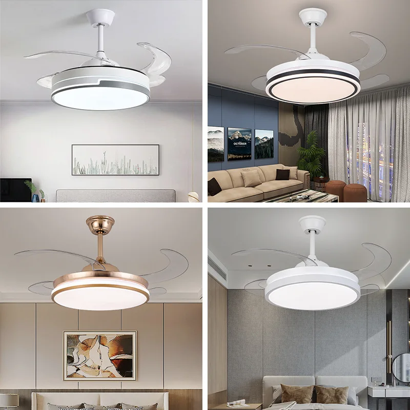 Luxury Crystal Chandelier 42'' 4 Abs Retractable Blades Led Ceiling Fan ...