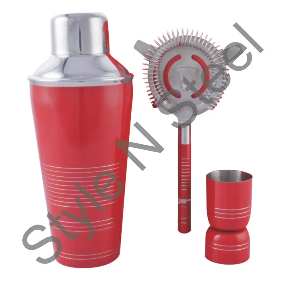 Bar Set Cocktail Shaker Bar Strainer And Peg Measure 3 Pcs Set Bar