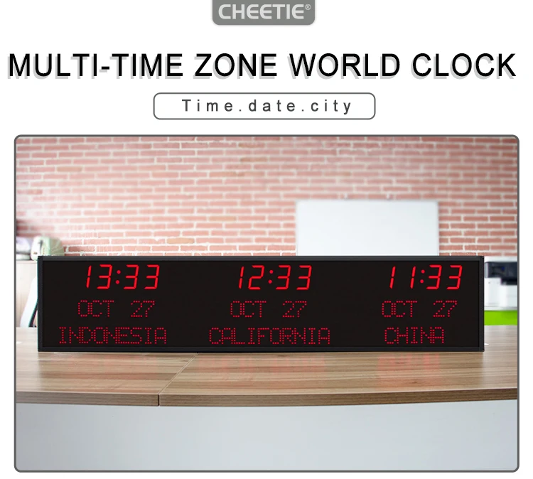 Cheetie Cp036 Led Programmable Cities International Time Date Clock