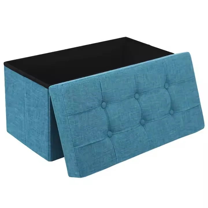 Folding Storage Ottoman Bench Custom Rectangular Black PU Leather Bedroom Modern Design Caishi High-quality Customizable details
