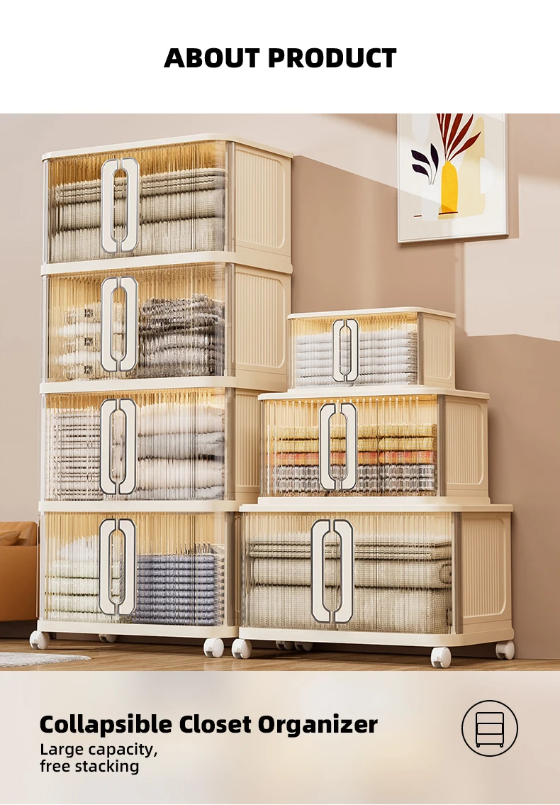 product wanuo translucent plastic clothing storage cabinet stackable multi tier clothing storage cabinet clothing organizer-2