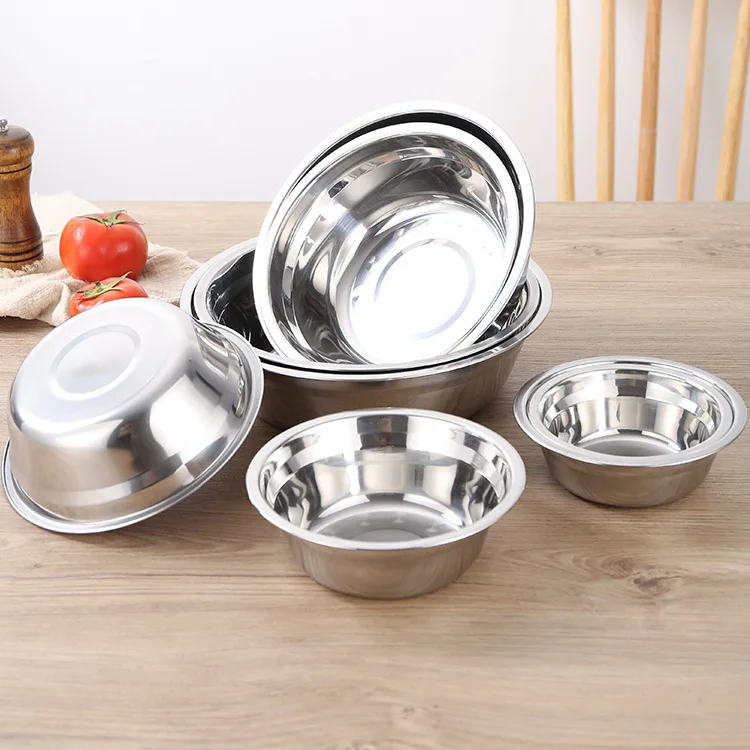 3pc 410 Stainless Steel Basin Multi-purpose Basin Canteen Soup Bowl Household l Soup Bowl Kitchen