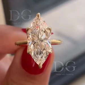 Moissanite Diamond Solitaire Ring 4.00 CT Oval Cut Wedding Engagement Gift VS1-VS2 Created Comfort Fit 14K Yellow Gold Jewelry