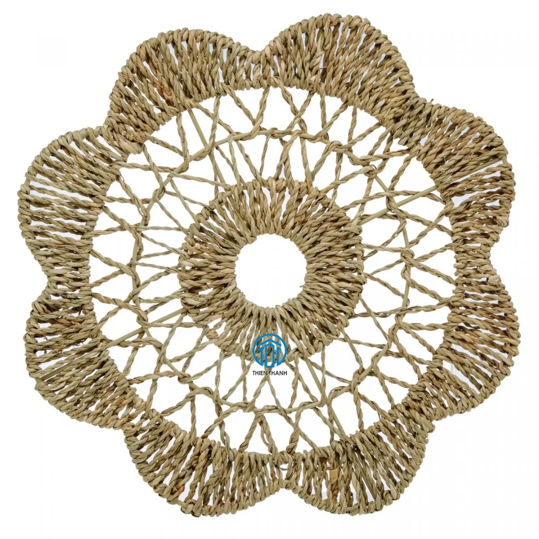 Decorative Flower Seagrass Boho Wicker Table Decor Woven Placemat Round ...