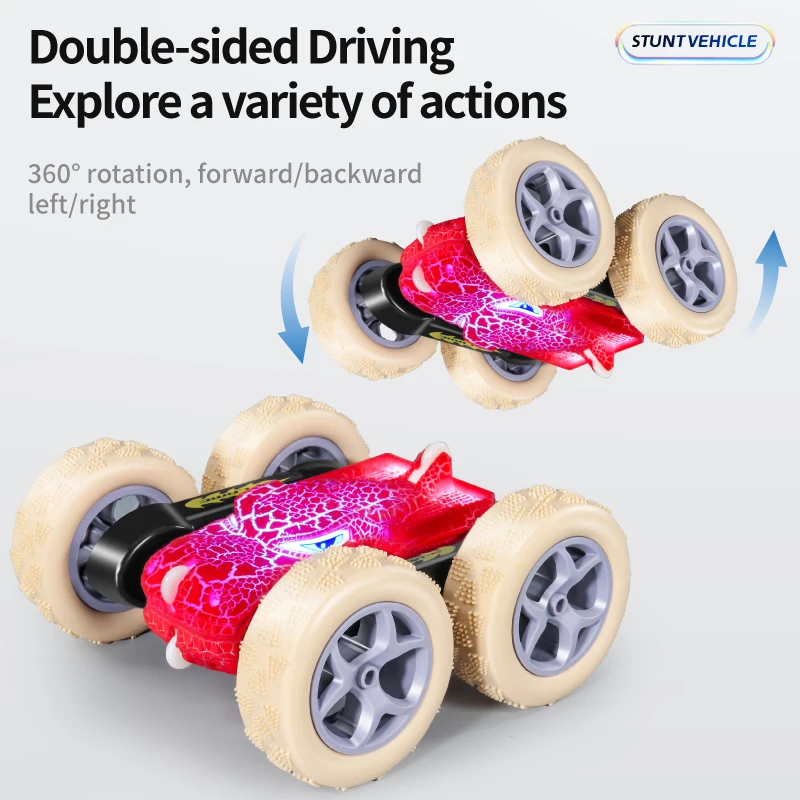 Remote Control Car for Kids RC Cars Stunt Car Toy 4WD Double Sided 360 Rotating Remote Control with Lights