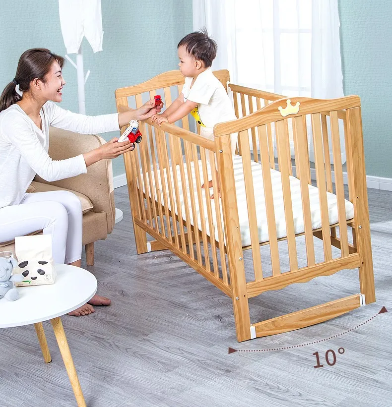 EMA Factory Extendable Wooden Adjustable Child Swinging Crib Used for Toddler Bed Design for New Born Baby