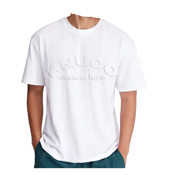 White Tshirts Wholesale Custom Printing 100% Cotton Regular Fit Thick Neck Embossed T Shirt