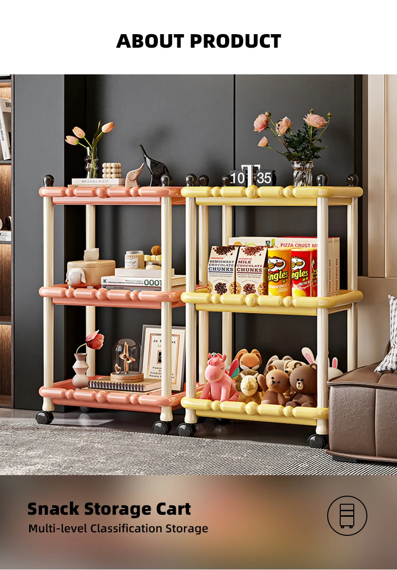 3 tier rolling storage cart plastic utility organizer plastic storage cart with swivel wheels-2