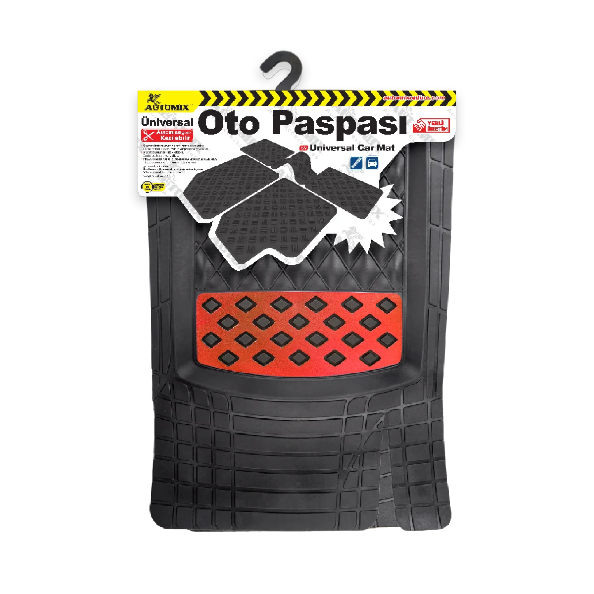 Universal Car Mat Rubber 5 Pieces High Quality Red Metal Heel Support